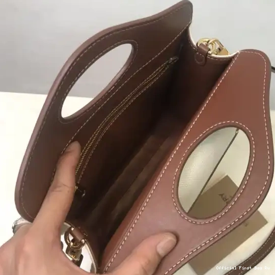 Official FirstBag Ru Mini BURBERRY Bag Two-tone Leather Pocket and Canvas 0602
